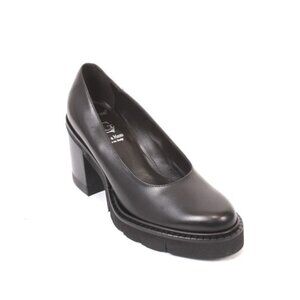 Luca Grossi 139a Black Leather Platform Heel Shoes Pumps